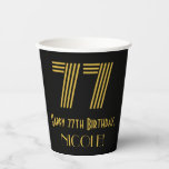[ Thumbnail: 77th Birthday: Art Deco Inspired Look “77” & Name Paper Cups ]