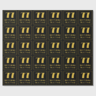 77th Birthday ~ Art Deco Inspired Look "77", Name Wrapping Paper
