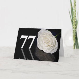 77th Birthday Card with a classic white rose
