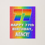 [ Thumbnail: 77th Birthday: Colorful, Fun Rainbow Pattern # 77 Jigsaw Puzzle ]