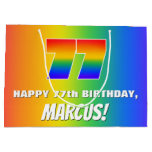[ Thumbnail: 77th Birthday: Colorful, Fun Rainbow Pattern # 77 Gift Bag ]