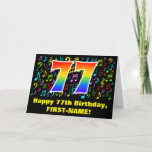 [ Thumbnail: 77th Birthday: Colorful Music Symbols & Rainbow 77 Card ]