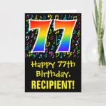 [ Thumbnail: 77th Birthday: Colorful Music Symbols + Rainbow 77 Card ]