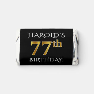 77th Birthday — Elegant, Faux Gold Look 77 + Name Hershey's Miniatures