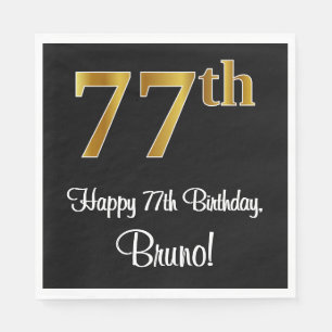 77th Birthday ~ Elegant Luxurious Faux Gold Look # Napkins