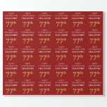 [ Thumbnail: 77th Birthday: Elegant, Red, Faux Gold Look Wrapping Paper ]