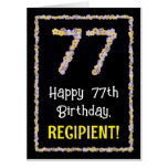 [ Thumbnail: 77th Birthday: Floral Flowers Number “77” + Name Card ]