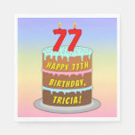 [ Thumbnail: 77th Birthday: Fun Cake and Candles + Custom Name Napkins ]