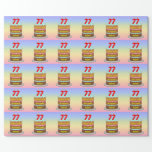 [ Thumbnail: 77th Birthday: Fun Cake and Candles + Custom Name Wrapping Paper ]