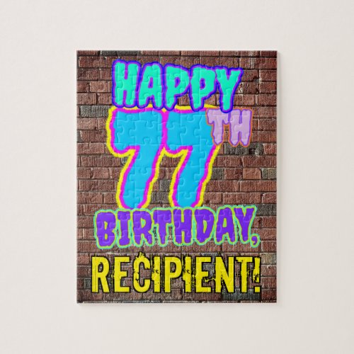 77th Birthday  Fun Urban Graffiti Inspired Look Jigsaw Puzzle