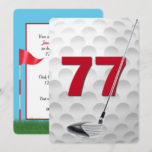 77th Birthday Golf Theme Party Invitation