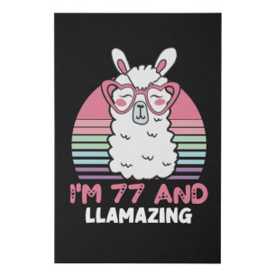 77th Birthday Llamazing Llama 77 Year Old Birthday Faux Canvas Print