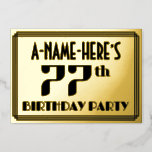 [ Thumbnail: 77th Birthday Party: Art Deco Look “77” and Name Invitation ]