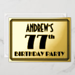 [ Thumbnail: 77th Birthday Party — Art Deco Look “77” + Name Invitation ]