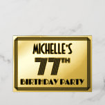 [ Thumbnail: 77th Birthday Party — Art Deco Style “77” & Name Invitation ]