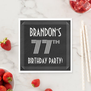 77th Birthday Party: Art Deco Style + Custom Name Napkins