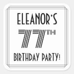 [ Thumbnail: 77th Birthday Party: Art Deco Style + Custom Name Sticker ]