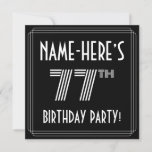 [ Thumbnail: 77th Birthday Party: Art Deco Style W/ Custom Name Invitation ]