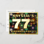 [ Thumbnail: 77th Birthday Party: Bold, Colorful Fireworks Look Postcard ]
