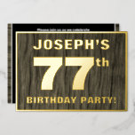 [ Thumbnail: 77th Birthday Party: Bold, Faux Wood Grain Pattern Invitation ]