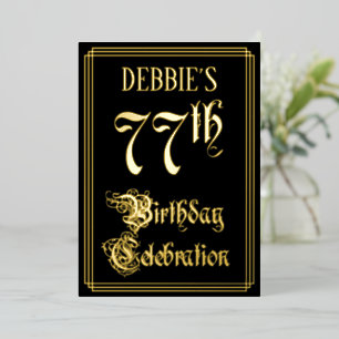 77th Birthday Party — Fancy Script & Custom Name Foil Invitation