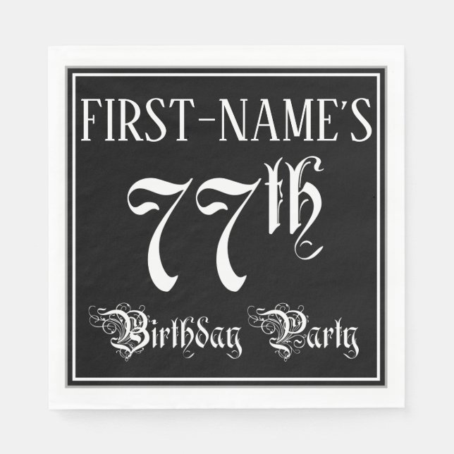 77th Birthday Party — Fancy Script + Custom Name Napkins (Front)