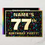 [ Thumbnail: 77th Birthday Party — Fun, Colorful Music Symbols Invitation ]