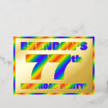 [ Thumbnail: 77th Birthday Party — Fun, Rainbow Spectrum “77” Invitation ]