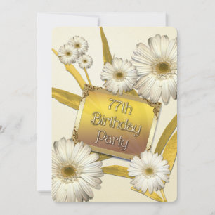 77th Birthday Party Invitation with daisies