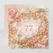 77th Birthday party invitation with pearls (Front/Back)