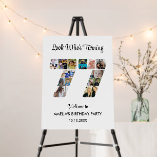 77th Birthday Party Number 77 Photo Collage Foam Board