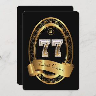 77th,birthday party woman man,elegant color invitation