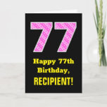 [ Thumbnail: 77th Birthday: Pink Stripes and Hearts "77" + Name Card ]