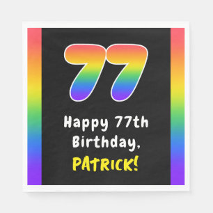 77th Birthday: Rainbow Spectrum # 77, Custom Name Napkins