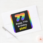 [ Thumbnail: 77th Birthday: Rainbow Spectrum # 77, Custom Name Sticker ]