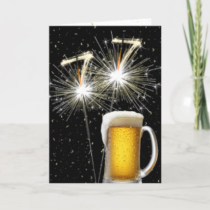 77th Birthday Sparklers With Beer Mug Card