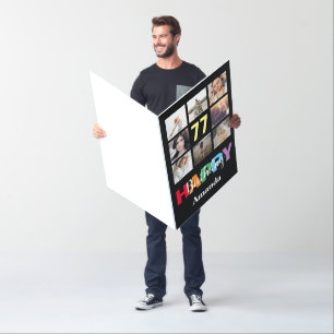 77th Happy Birthday Photo Collage Extra Large Card