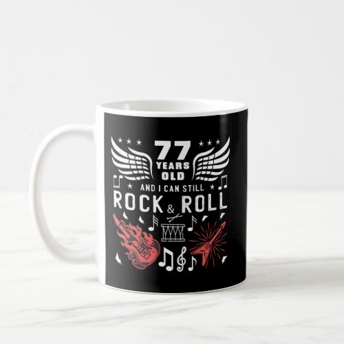 77Th Turning 77 Guitar Drum Music Coffee Mug
