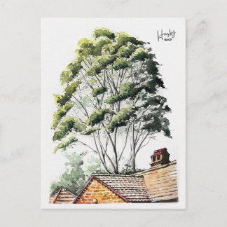 78: my very tall neighbour postcard