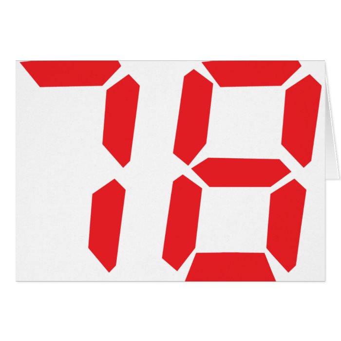 78 seventy eight red alarm clock digital number greeting cards