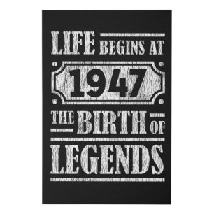 78 Year Old 1947 Birth Of Legend 78th Birthday Faux Canvas Print