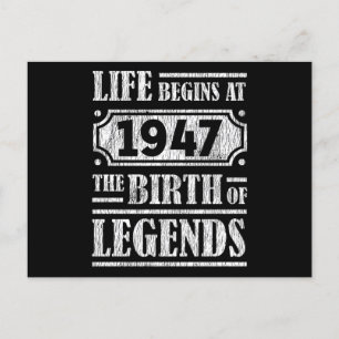 78 Year Old 1947 Birth Of Legend 78th Birthday Postcard