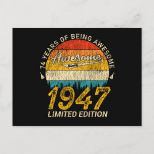 78 Year Old 1947 Retro Awesome 78th Birthday Gift Postcard