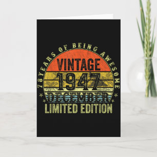78 Year Old Birthday Gifts For Men December 1947 7 Card