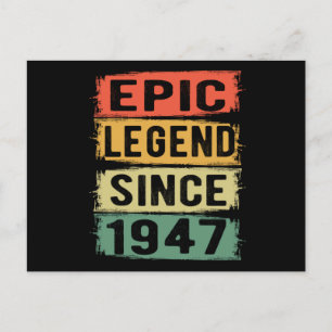 78 Years Old Bday 1947 Epic Legend 78th Birthday Postcard