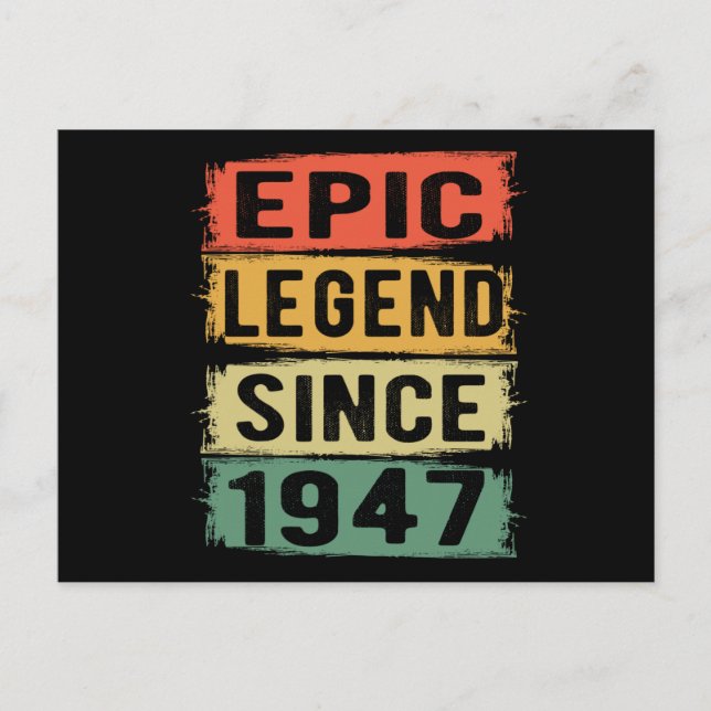 78 Years Old Bday 1947 Epic Legend 78th Birthday Postcard (Front)