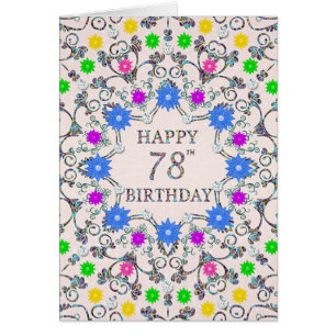 78th Birthday Abstract Flowers  Cards