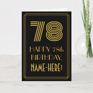 78th Birthday: Art Deco Inspired Look "78" & Name Card