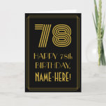[ Thumbnail: 78th Birthday: Art Deco Inspired Look "78" & Name Card ]