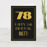 [ Thumbnail: 78th Birthday ~ Art Deco Inspired Look "78" & Name Card ]